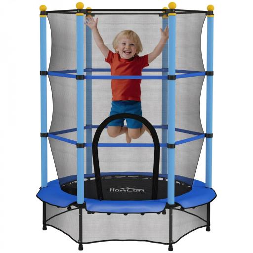 Trampolín para Niños de +3 Años Ø140 cm con Red de Seguridad y Marco de Acero para Interior y Exterior Azul y Negro [6]