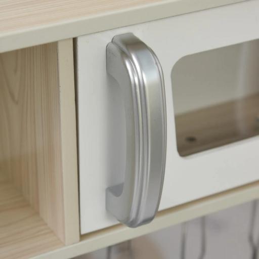 Cocina de Juguete de Madera con Fregadero Cocina de Inducción y Microondas Simulados con Accesorios Incluidos Cocina Infantil para +3 Años 74x30x81 cm Blanco [6]