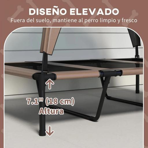 Cama para Perros Elevada con Toldo Marco de Acero y Bolsa de Transporte para Interior y Exterior 106x76x94 cm Café [3]