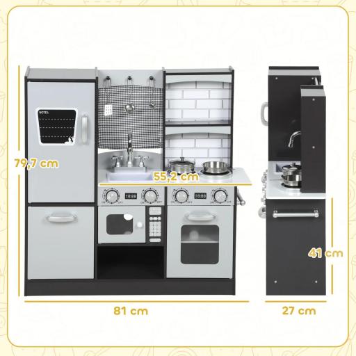 Cocina de Juguete de Madera con Sonido Accesorios de Acero Inoxidable para Niños a Partir de 3 Años Marrón Oscuro [5]
