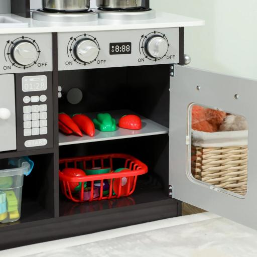 Cocina de Juguete de Madera con Sonido Accesorios de Acero Inoxidable para Niños a Partir de 3 Años Marrón Oscuro [1]