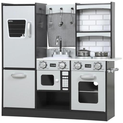 Cocina de Juguete de Madera con Sonido Accesorios de Acero Inoxidable para Niños a Partir de 3 Años Marrón Oscuro [10]