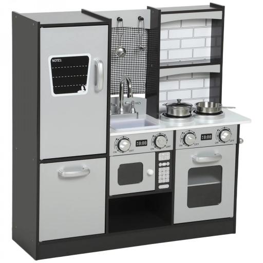 Cocina de Juguete de Madera con Sonido Accesorios de Acero Inoxidable para Niños a Partir de 3 Años Marrón Oscuro [9]