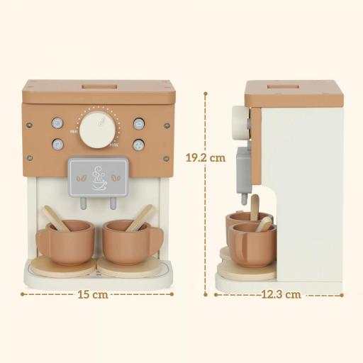 Set Máquina de Café Juguete de Madera para Niños a Partir de 3 Años con Accesorios, Marrón [1]