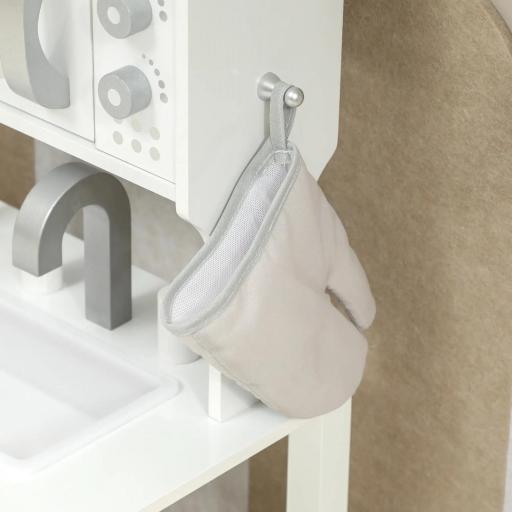 Cocina de Juguete de Madera con Sonido Accesorios Fregadero y Microondas para Niños a Partir de 3 Años Blanco [7]