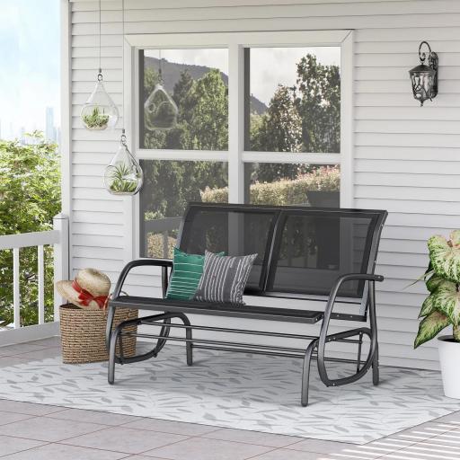 Banco Balancín tipo Silla Oscilante de Jardín o Patio con 2 Plazas 120x70x85 cm Carga 200kg Metal y Tela Texteline [7]