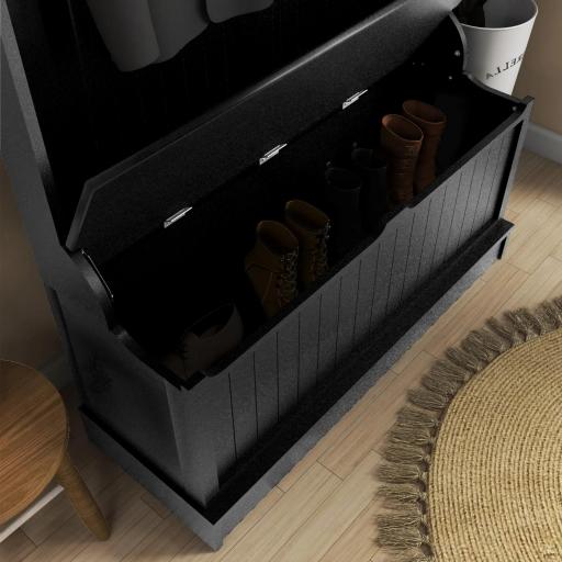 Perchero Zapatero con Banco de Almacenamiento y 5 Ganchos Estilo Moderno 96x34x179,7 cm Negro [4]