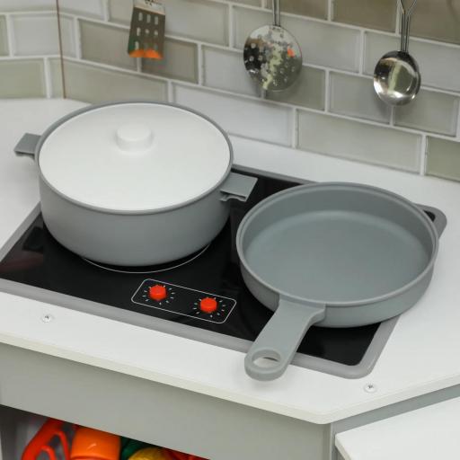 Cocinita Infantil con Sonido Fogón Horno Grifo Fregadero Microondas Lavadora Máquina de Hielo y Accesorio de Cocina Gris [7]