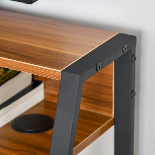 Escritorio Mesa de Ordenador 84x45x85cm con Encimera de Madera y Patas de Metal Estilo Moderno para Oficina Nogal [5]