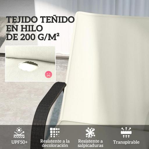  2 Cojines para Tumbonas de Jardín con Protección UV Resistentes a Salpicaduras 193x58x6 cm Crema [5]