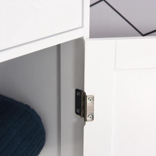 Armario de Baño Alto, Armario de Almacenaje Delgado, con Estantes Ajustables, Cajón, para Espacios Pequeños, Moderno, 40x27x171,5 cm, Blanco [7]