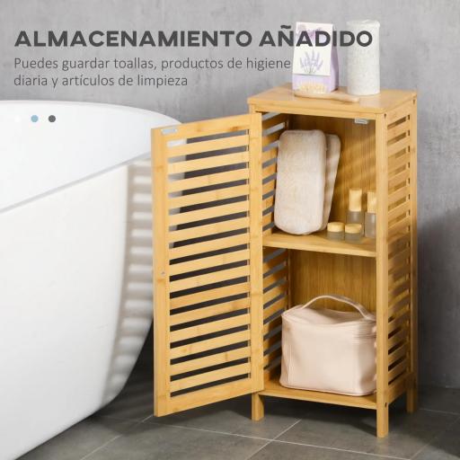 Armario de Baño de Bambú con Estantes Ajustables Mueble de Almacenaje para Salón Cocina Antivuelco 30x19,9x70 cm Natural [2]