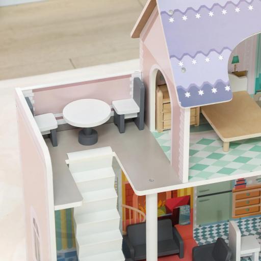 Casa de Muñecas con Muebles y Accesorios con Balcón 2 Pisos Juguete para Niños y Niñas a Partir de 3 Años Multicolor [4]