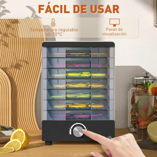 Deshidratador de Alimentos 350W con 7 Bandejas Temperatura Ajustable 40-70 ℃ para Frutas Golosinas para Mascotas Blanco [4]