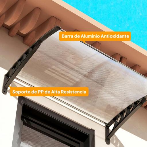 Tejadillo de Protección contra Sol y Lluvia Marquesina para Puertas de Exterior Marquesina de Techo Diseño Moderno Aleación de Aluminio Duradero 122x89x24 cm Transparente [7]