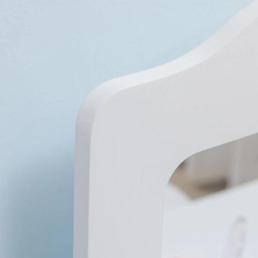 Tocador de Madera Infantil con Taburete y Espejo Centro de Belleza con 2 Cajones para 3-6 Años 60x40x95cm Blanco [6]