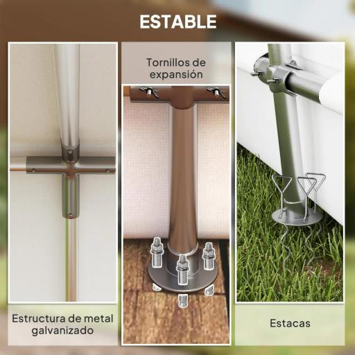 Carpa de Almacenamiento Exterior 3x6 m con Tela PE Resistente al Agua y Rayos UV Puerta Enrollable y Ventanas Gris [5]