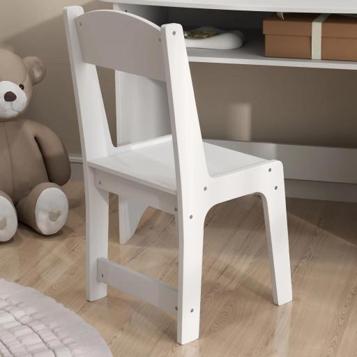 Set de Maquillaje para Niños con Tocador Espejo Triple Desmontable y Silla de Madera Blanco [1]