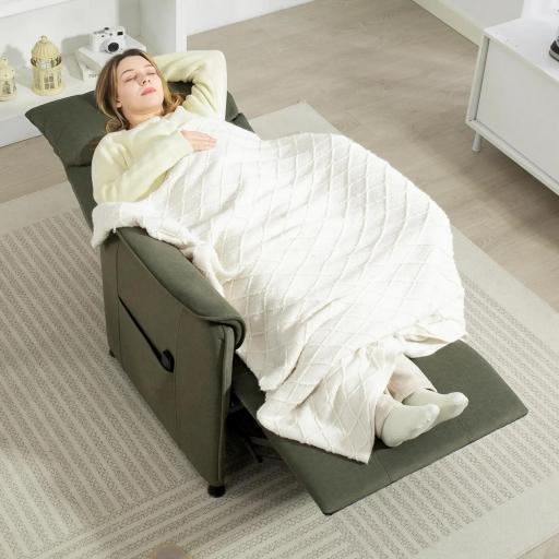 Sillón Reclinable con Motor sin Escobillas Reposapiés Tapizado Resistente y Bolsillos Laterales 80x83x104 cm Verde [7]