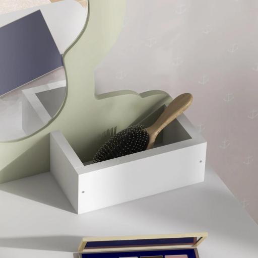 Tocador para Niñas con Espejo y Taburete Tocador de Maquillaje con 2 Cajas y 1 Cajón 55x34x87,5 cm Blanco y Verde Pastel [5]