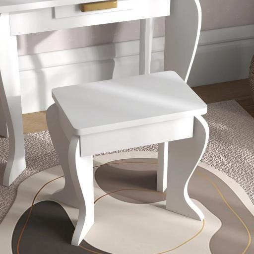 Tocador para Niños con Espejo y Taburete Tocador Infantil Tocador de Maquillaje para Niña de 3 a 6 Años con Cajón Blanco [7]