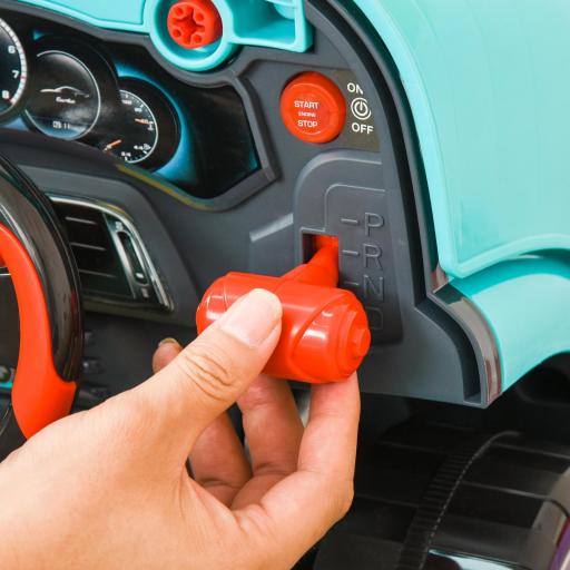 Juego Infantil de Motor con Herramientas 61 Piezas Volante Bocina Faros Caja de Almacenaje y Ruedas 40x39x47 cm Turquesa [7]