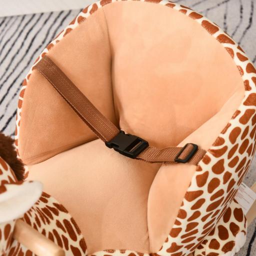 Caballito Balancín Infantil en Forma de Jirafa de Felpa para Bebés 18-36 Meses con Sonido y Cinturón 60x33x45 cm Marrón [9]