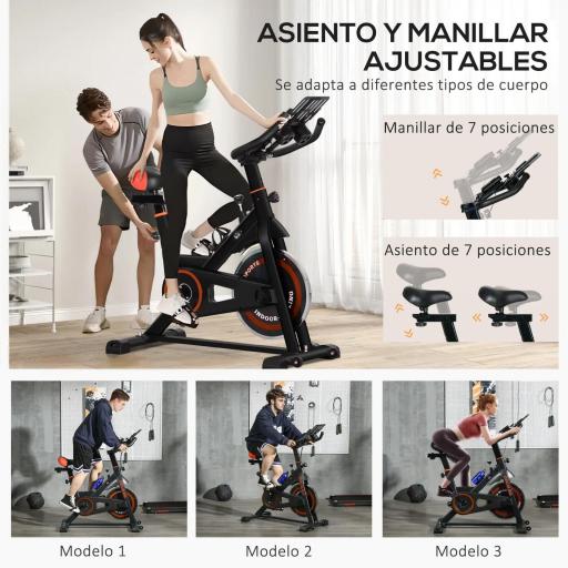 Bici Estática con Resistencia Regulable Volante de Inercia 8 kg Pantalla LCD Manillar y Asiento Ajustable Negro y Rojo [3]