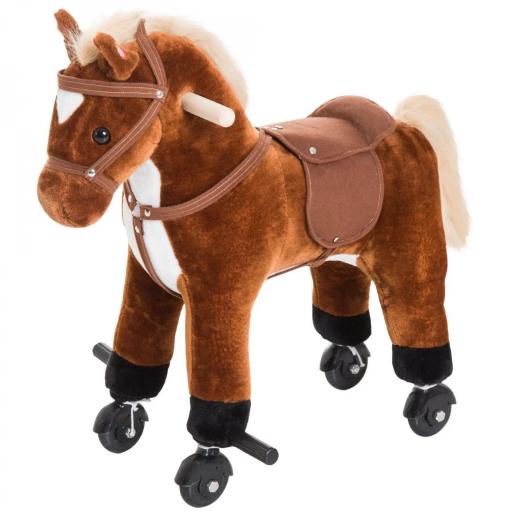 Caballito Infantil +2 Años Caballo con Ruedas Sonidos de Relincho Palos Pedales 55x23x60 cm Marrón [2]