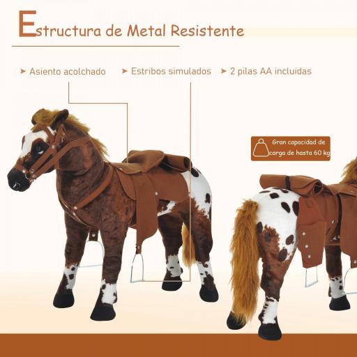 Caballo de Juguete Niños Mayores de 3 años con Silla y Sonidos Pilas Incluidas (Marron)  [4]