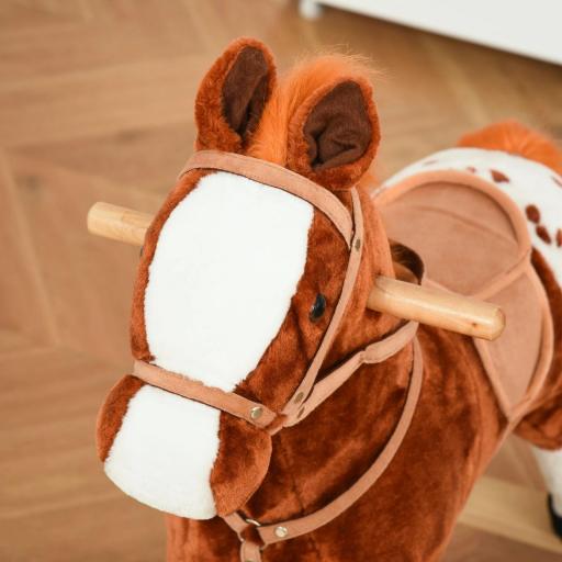 Caballito Balancín de Felpa Suave para Niños de 3-6 Años con Sonidos de Relincho 74x28x65 cm Marrón [7]