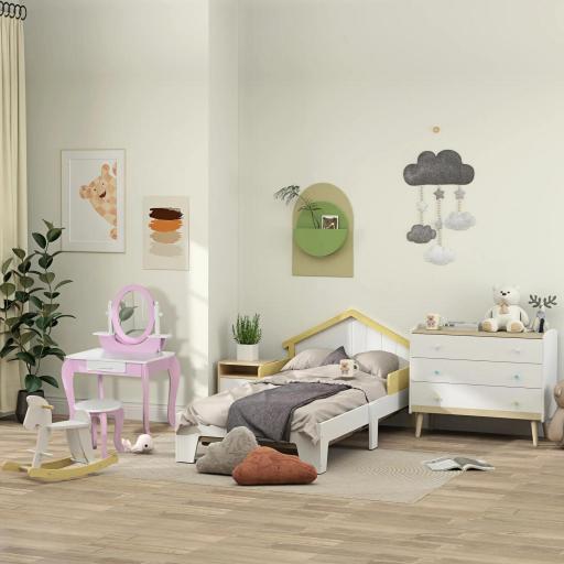 Caballo Balancín de Madera - Juguete de Madera - asas Reposapiés topes - MDF contrachapado Blanco Madera Natural [6]