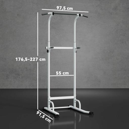 Barra de Dominadas Altura Regulable Estación de Fondos Resistente para Gimnasio en Casa Entrenamiento de Fuerza Blanco [1]