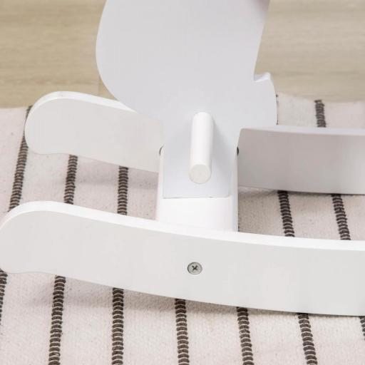 Caballito Balancín para Niños de 1-3 Años de Madera con Manillar y Pedales Carga 50 kg 68x27x46,5cm Blanco y Rosa  [5]