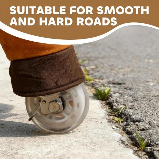 Caballo para niños, revestimiento de tela, armazón estable, ruedas suaves, caballo balancín, 3-5 años, marrón oscuro [3]