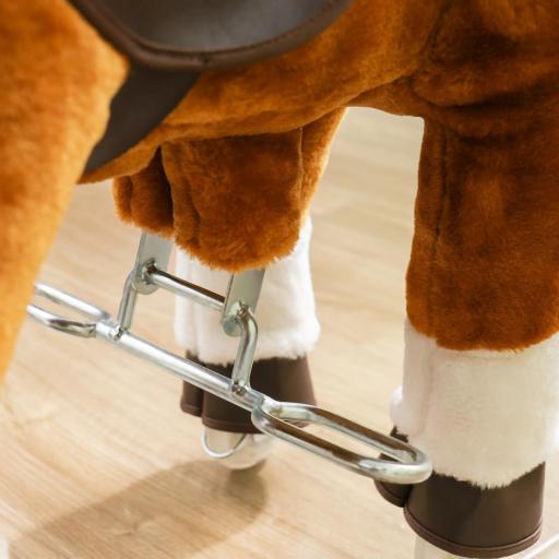 Caballo de montar para niños caballo a rodillos asiento elevado para niños 3-5 años carga 60 kg 70x28x70 cm Marrón [4]