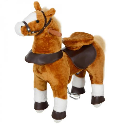 Caballo de montar para niños caballo a rodillos asiento elevado para niños 3-5 años carga 60 kg 70x28x70 cm Marrón [5]