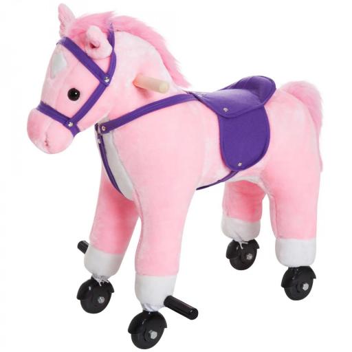 Caballito Infantil +2 Años Caballo con Ruedas Sonidos de Relincho Palos Pedales 55x23x60 cm Rosa [7]