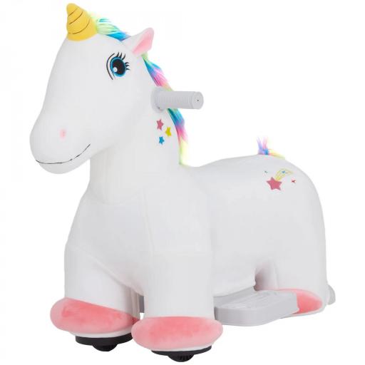 Unicornio Eléctrico para Niños de 18 a 36 Meses con Batería 6V y Música Carga 25 kg 69x34x53 cm Blanco [8]