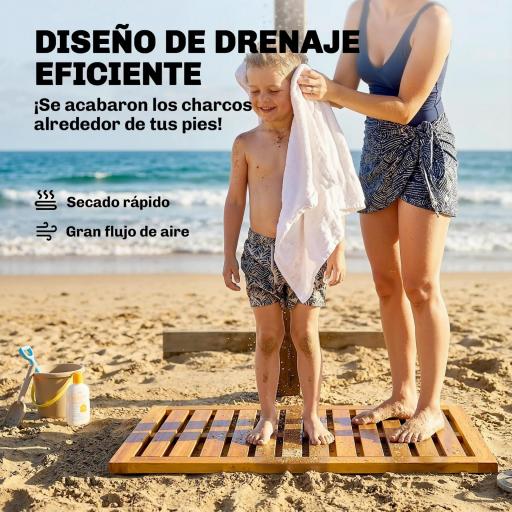 Alfombrilla de Ducha de Madera de Acacia 91x51 cm Alfombra Antideslizante para Baño Spa o Piscina Natural [6]