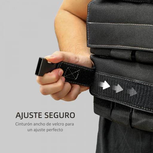 Chaleco de Lastre Ajustable 15 kg con 15 Paquetes de Peso Banda Reflectante para Entrenamiento Fuerza Jogging Negro [2]