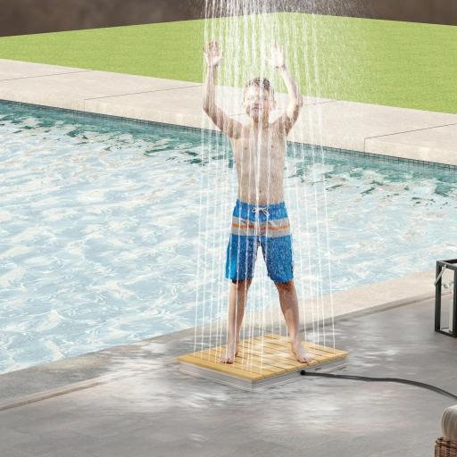 Ducha de Jardín de Suelo 70,5x55 cm con Chorro hasta 4 m con Estructura de Aluminio Resistente a los Rayos UV