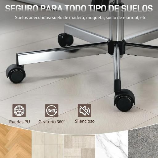 Silla de Oficina con Reposabrazos Respaldo Alto Reposacabezas Regulable Ruedas Altura Ajustable Giratoria Gris [7]