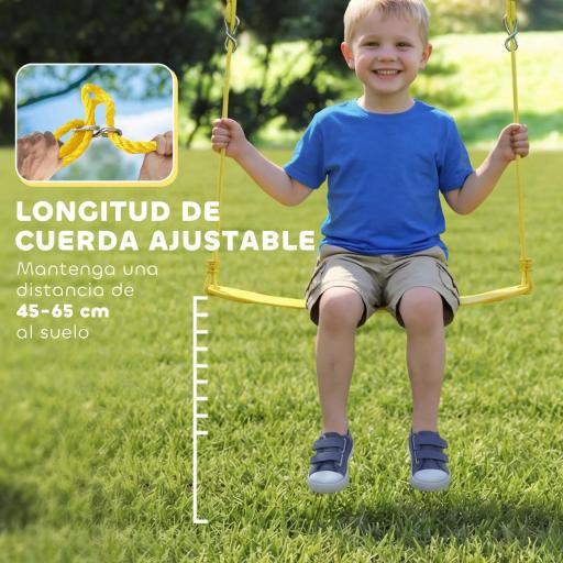 Columpio para Bebés Cuerdas Ajustables Soporte de Acero Carga 150 kg para 3 Niños de 3-8 Años Multicolor [6]