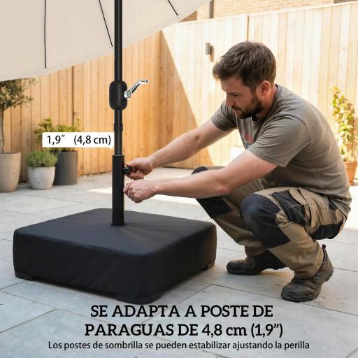 Base para Sombrilla con Funda Bolsas de Arena Pie para Sombrilla Postes Ø48 mm Rellenable Arena 80kg Arena Húmeda 90 kg [3]