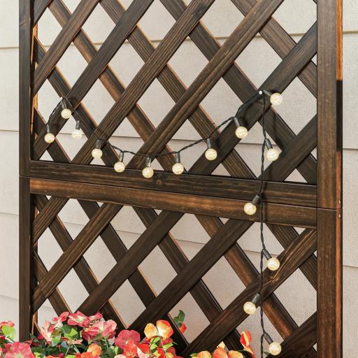 Jardinera con Enrejado de Madera Macetero de Jardín con Soporte para Trepadora 72,5x31,5x149,5 cm Carbonizado [7]