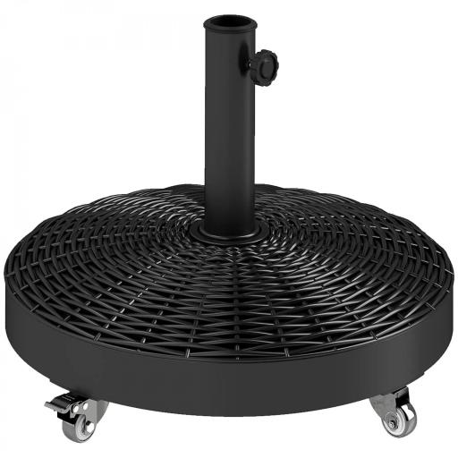 Base para Sombrilla Pesada de 25 kg con Ruedas para Sombrillas de hasta Ø3 m y Postes de 32-48 mm Ø52x42 cm Negro [9]