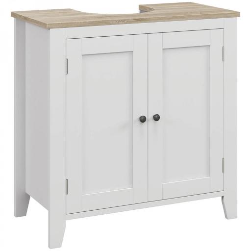 Mueble para Debajo del Lavabo Armario Bajo con 2 Puertas y Estante Ajustable Estilo Moderno 60x30x60 cm Blanco [5]