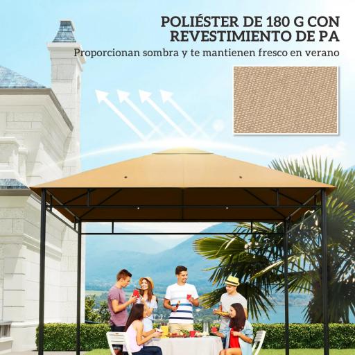 Techo de Repuesto para Cenador, 3x3 m, Cubierta de Repuesto con 8 Orificios de Drenaje, Ventilación y Protección UV, SOLO Toldo de Recambio para Pabellón Gazebo, Beige [1]