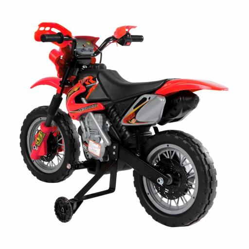 Moto Electrica Infantil Bateria 6V Recargable Niños 3+ Años Cargador y Ruedas Apoyo 102x53x66 cm Color Rojo [8]
